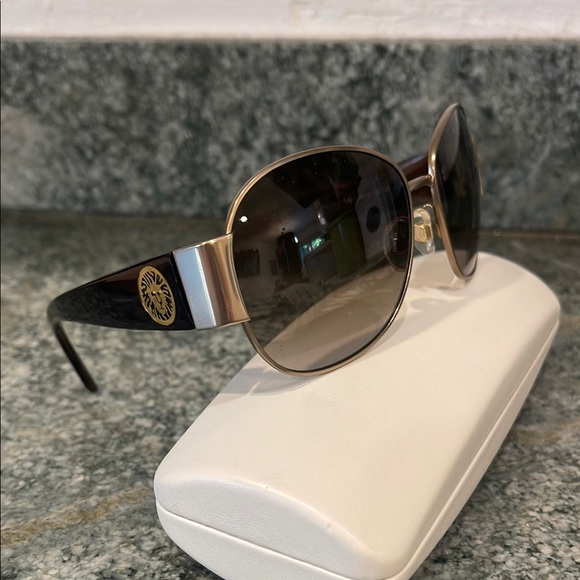 Anne Klein Black and Gold Sunglasses - Picture 1 of 15
